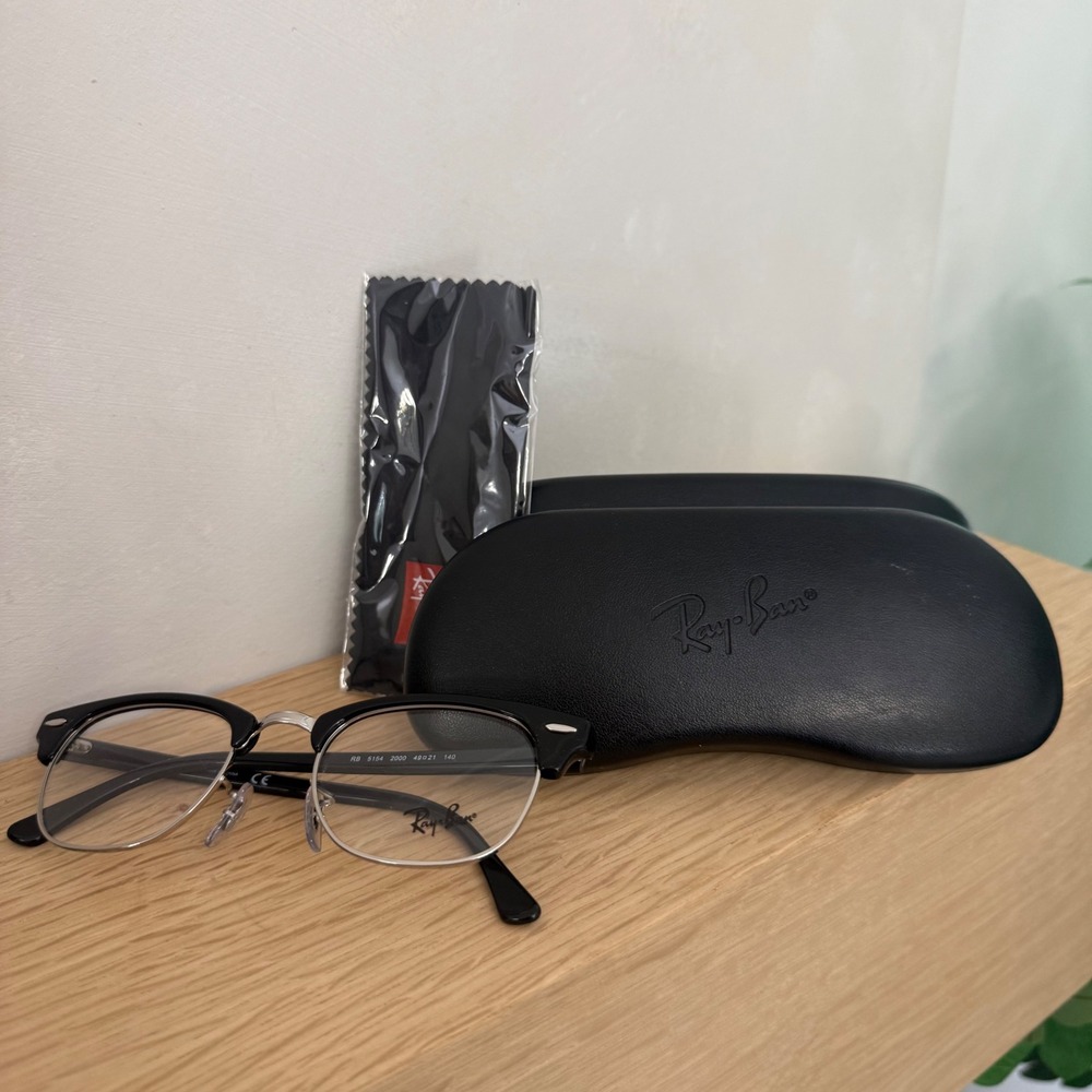 Ray-Ban Clubmaster Optics RB 5154 2000 Black Silver Eyeglasses 49-21 140